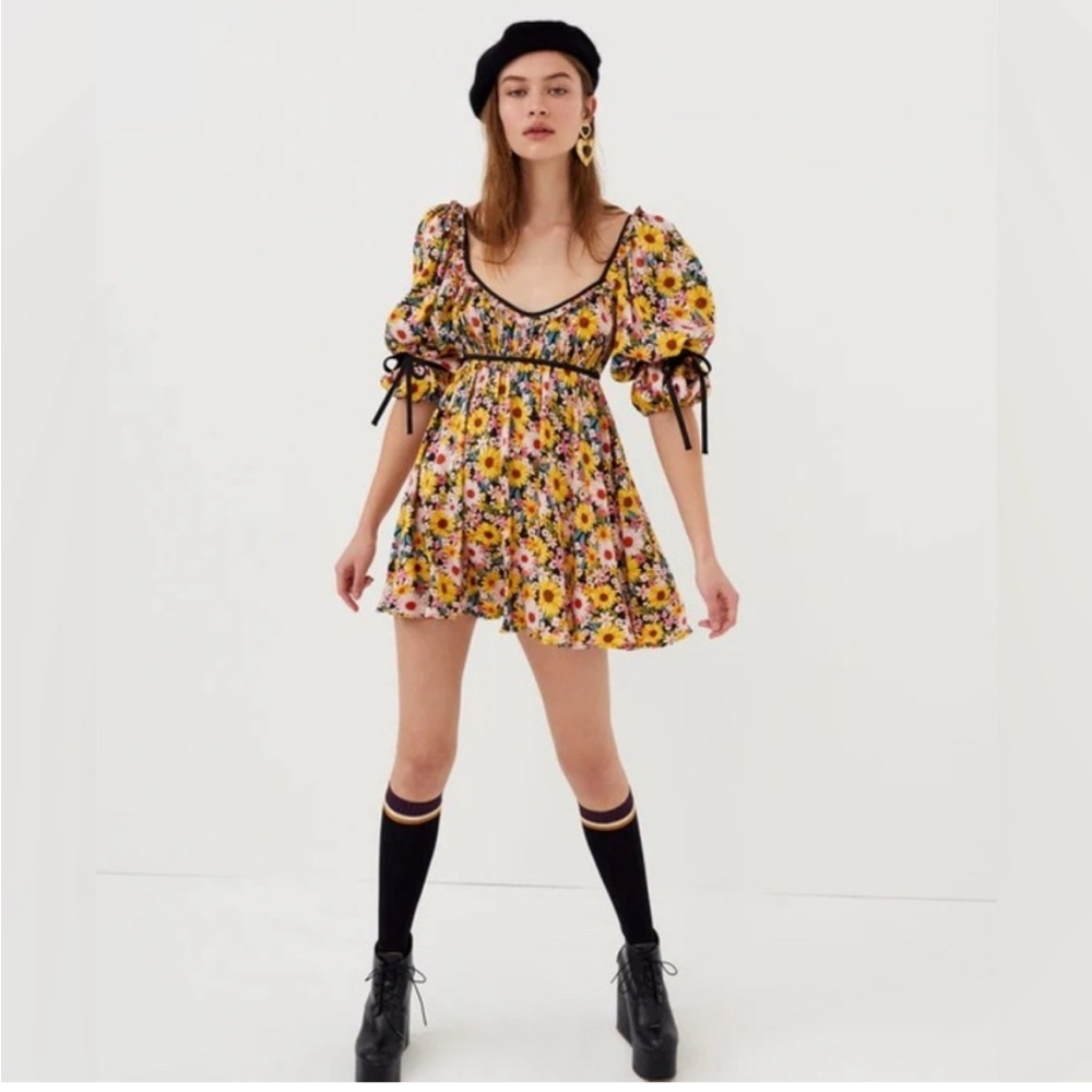 For Love & Lemons Sylvia Mini Dress Women’s New Daisy  Garden Large Boho Chic